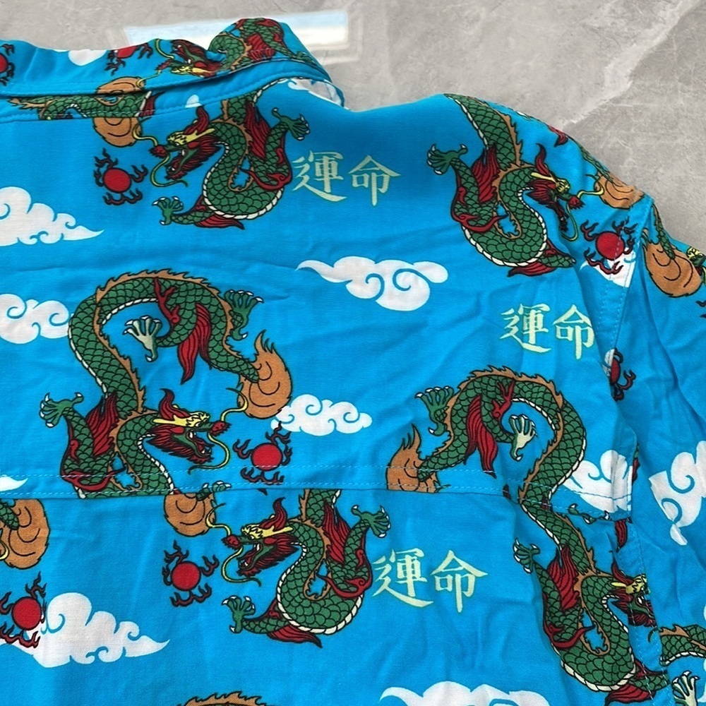 Men’s Empyre Button Down Short Sleeve Collared Dress Shirt With Dragons XL - Picture 10 of 16